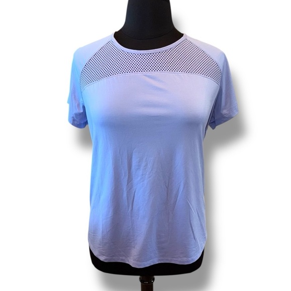 LANE BRYANT LIVI ACTIVE Wicking Mesh Inset Active Tee - 18/20 Pale Iris - Picture 3 of 12